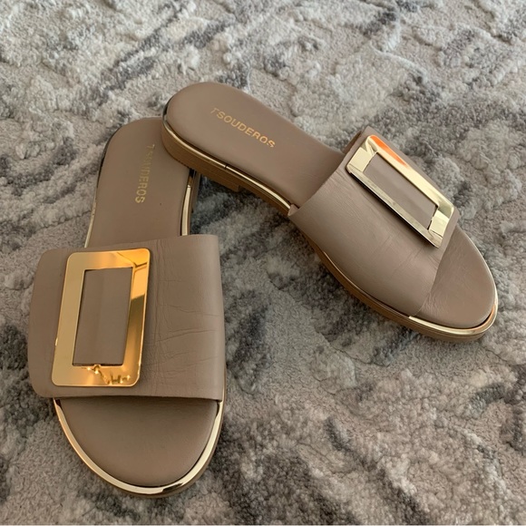 Tsouderos Gray & Gold Buckle Nella Sandals - Picture 4 of 12